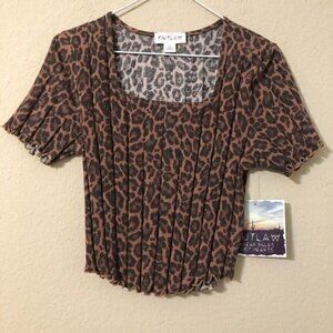 Outlaw Crop Top Cheetah Animal Print Brown…